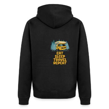 Eat Sleep Travel Repeat Funny Traveler Humor - Unisex Premium Organic Zip Hoodie - black - Back - Nico (187cm)