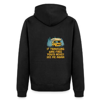 Si voyager était gratuit voyage drôle voyageur - Veste à capuche bio Premium Unisexe - noir - Dos - Nico (187cm)