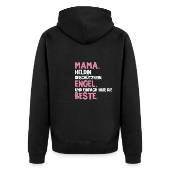 Mama Heldin Beschützerin Engel Die Beste Mutter - Unisex Premium Bio Zip Hoodie - Schwarz - Hinten - Nico (187cm)