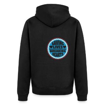 Lifeguard Saving Lives Breaking Hearts - Unisex Premium Organic Zip Hoodie - black - Back - Nico (187cm)