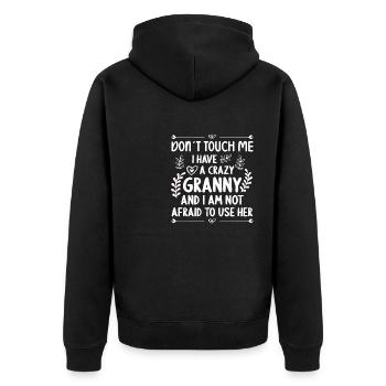 Ich Habe Eine Verrückte Enkel-Enkelin-Oma - Unisex Premium Bio Zip Hoodie - Schwarz - Hinten - Nico (187cm)