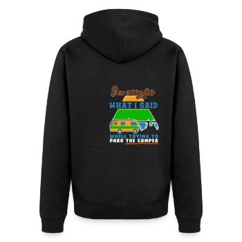 Camping Camper Outdoor Sommer Design - Unisex Premium Bio Zip Hoodie - Schwarz - Hinten - Nico (187cm)
