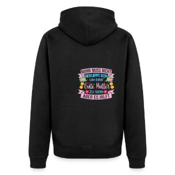 Verrückte Bekloppte Mama Mutter Muttertag Spruch - Unisex Premium Bio Zip Hoodie - Schwarz - Hinten - Nico (187cm)