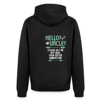 Salut mon oncle, s’il te plaît, s’il te plaît, sors-moi d’ici - Veste à capuche bio Premium Unisexe - noir - Dos - Nico (187cm)