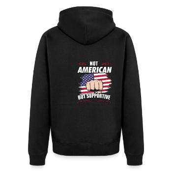 Pas américain mais favorable Voyage Touriste USA - Veste à capuche bio Premium Unisexe - noir - Dos - Nico (187cm)