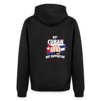 Not Cuban But Supportive Travel Tourist Cuban Cuba - Unisex Premium Bio Zip Hoodie - Schwarz - Hinten - Nico (187cm)