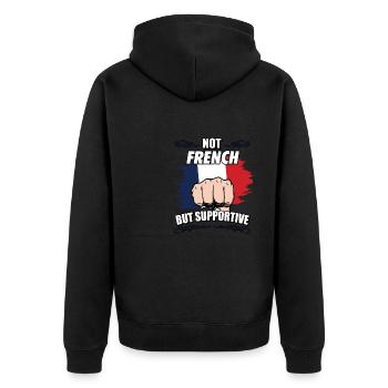 Not French But Supportive Travel Tourist French - Unisex Premium Organic Zip Hoodie - black - Back - Nico (187cm)