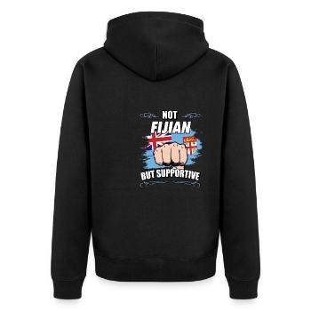Not Fijian But Supportive Travel Tourist Fijian - Unisex Premium Bio Zip Hoodie - Schwarz - Hinten - Nico (187cm)