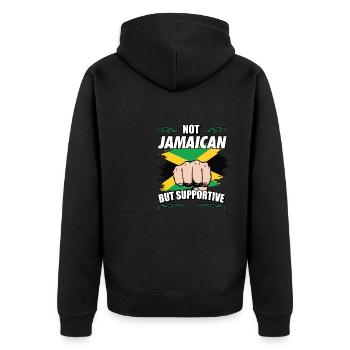 Not Jamaican But Supportive Travel Tourist Jamaica - Unisex Premium Bio Zip Hoodie - Schwarz - Hinten - Nico (187cm)