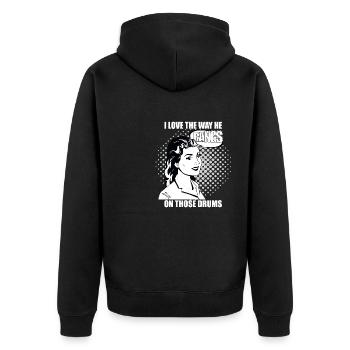 J’adore la façon dont il bat sur ces tambours - Veste à capuche bio Premium Unisexe - noir - Dos - Nico (187cm)