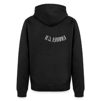 Ukrainisches Zitat Nationalsymbolismus-Brot - Unisex Premium Bio Zip Hoodie - Schwarz - Hinten - Nico (187cm)