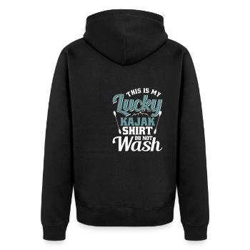 Das Ist Mein Glücklicher Kajak, Der - Unisex Premium Bio Zip Hoodie - Schwarz - Hinten - Nico (187cm)
