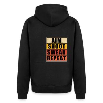 Dart & Bier Lustiger Darts Spruch - Unisex Premium Bio Zip Hoodie - Schwarz - Hinten - Nico (187cm)