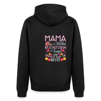 Mama Heldin Beschützerin Engel Die Beste Mutter - Unisex Premium Bio Zip Hoodie - Schwarz - Hinten - Nico (187cm)