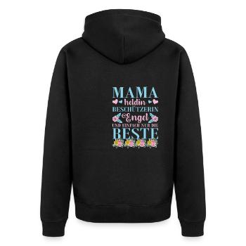 Mama Heldin Beschützerin Engel Die Beste Mutter - Unisex Premium Bio Zip Hoodie - Schwarz - Hinten - Nico (187cm)