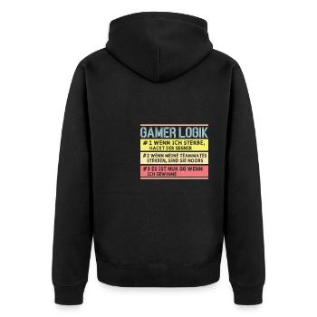 Gamer Logik Gaming Video Games Multiplayer Zocker - Unisex Premium Bio Zip Hoodie - Schwarz - Hinten - Nico (187cm)