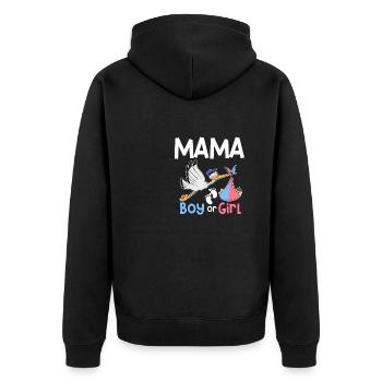 Mama Boy or Girl Gender Reveal Pregnancy Announcem - Unisex Premium Organic Zip Hoodie - black - Back - Nico (187cm)