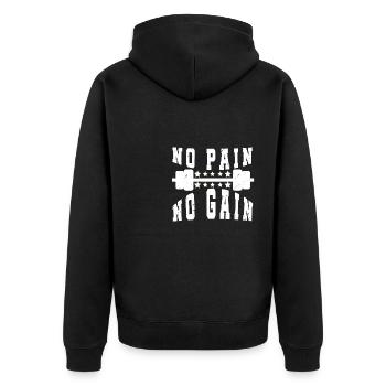 Bodybuilder Kraftsport Fitness Motiv - Unisex Premium Bio Zip Hoodie - Schwarz - Hinten - Nico (187cm)