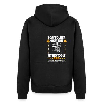 Gerüstbauer lustiges motif baustellengerüst - Unisex Premium Bio Zip Hoodie - Schwarz - Hinten - Nico (187cm)