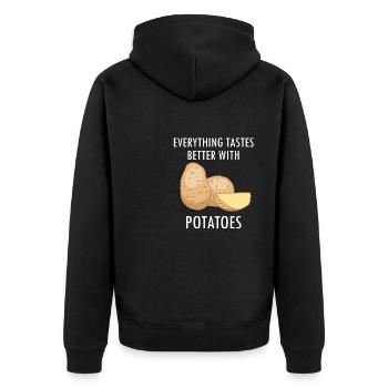 Life With Potatoes Funny Quote Hobby Chef - Unisex Premium Organic Zip Hoodie - black - Back - Nico (187cm)