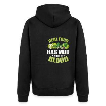 Real Food Has Mud Vegetarian Vegans Healthy - Unisex Premium Organic Zip Hoodie - black - Back - Nico (187cm)