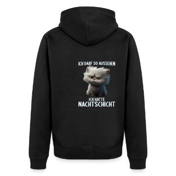 Nachtschicht Dienst Krankenschwester Pflegekraft - Unisex Premium Bio Zip Hoodie - Schwarz - Hinten - Nico (187cm)