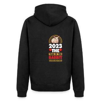 2023 The year of the rabbit Chinese Zodiac - Unisex Premium Organic Zip Hoodie - black - Back - Nico (187cm)