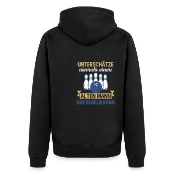 Kegel Trikot Für Opa Großvater Rente Rentner - Unisex Premium Bio Zip Hoodie - Schwarz - Hinten - Nico (187cm)