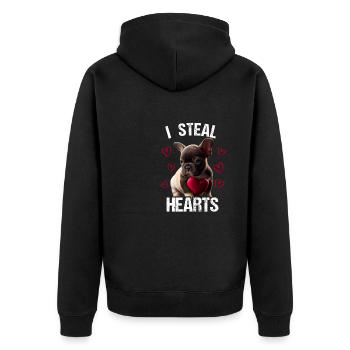 Je vole des cœurs chien Frenchie français bulldog - Veste à capuche bio Premium Unisexe - noir - Dos - Nico (187cm)