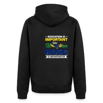 L’éducation est importante, mais la musique brésilienne l’est - Veste à capuche bio Premium Unisexe - noir - Dos - Nico (187cm)