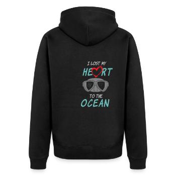 Taucher Tauchen Design Schnorcheln - Unisex Premium Bio Zip Hoodie - Schwarz - Hinten - Nico (187cm)