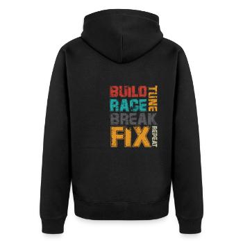 Tuning Spruch für Motorsport / Auto Fans - Unisex Premium Bio Zip Hoodie - Schwarz - Hinten - Nico (187cm)