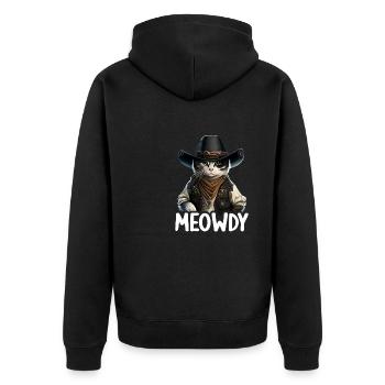 Meowdy Funny cat Meme for Cat Lovers - Unisex Premium Bio Zip Hoodie - Schwarz - Hinten - Nico (187cm)