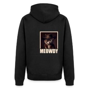 Meowdy Funny cat Meme for Cat Lovers - Unisex Premium Bio Zip Hoodie - Schwarz - Hinten - Nico (187cm)