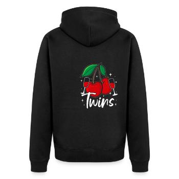 Sour cherries twin siblings design - Unisex Premium Organic Zip Hoodie - black - Back - Nico (187cm)