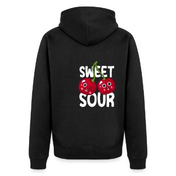 Sour cherries twin siblings design - Unisex Premium Organic Zip Hoodie - black - Back - Nico (187cm)