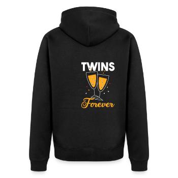 Twin siblings party with glass - Unisex Premium Organic Zip Hoodie - black - Back - Nico (187cm)