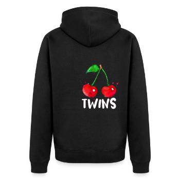 Sour cherries twin siblings design - Unisex Premium Organic Zip Hoodie - black - Back - Nico (187cm)