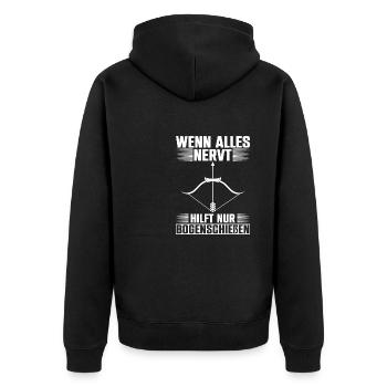 Wenn Alles Nervt Hilft Nur Bogenschießen Bogen - Unisex Premium Bio Zip Hoodie - Schwarz - Hinten - Nico (187cm)