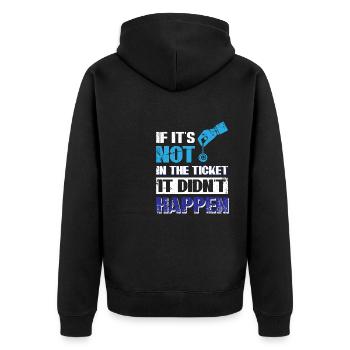 Wenn es nicht im Ticket ist, ist es nicht passiert - Unisex Premium Bio Zip Hoodie - Schwarz - Hinten - Nico (187cm)