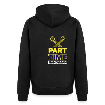 Teilzeit-Handwerker - Unisex Premium Bio Zip Hoodie - Schwarz - Hinten - Nico (187cm)