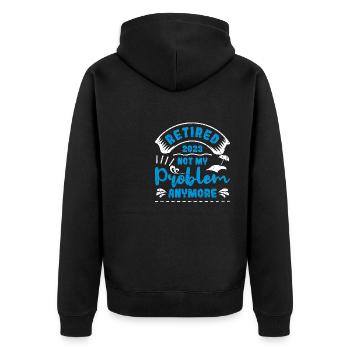 2023 Im Ruhestand, Nicht Mehr Mein - Unisex Premium Bio Zip Hoodie - Schwarz - Hinten - Nico (187cm)