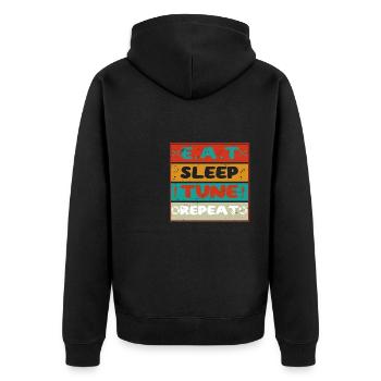 Tuning Spruch für Motorsport / Auto Fans - Unisex Premium Bio Zip Hoodie - Schwarz - Hinten - Nico (187cm)