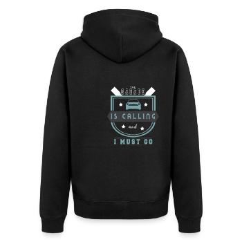 Tuning Spruch für Motorsport / Auto Fans - Unisex Premium Bio Zip Hoodie - Schwarz - Hinten - Nico (187cm)