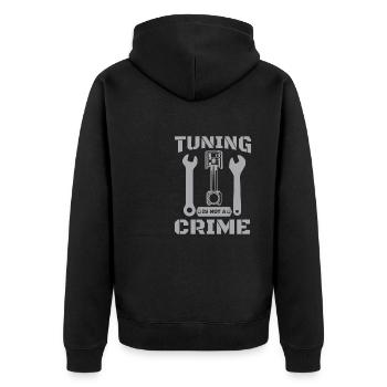 Tuning Spruch für Motorsport / Auto Fans - Unisex Premium Bio Zip Hoodie - Schwarz - Hinten - Nico (187cm)