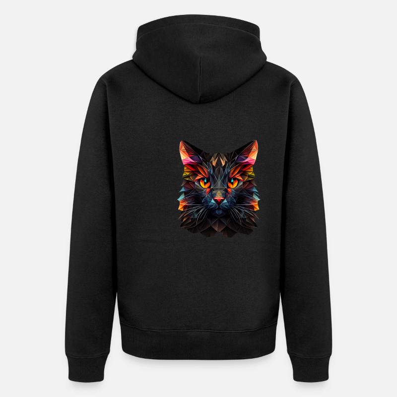 Katze Katzen Kätzchen Polygon Katze - Unisex Premium Bio Zip Hoodie - Schwarz