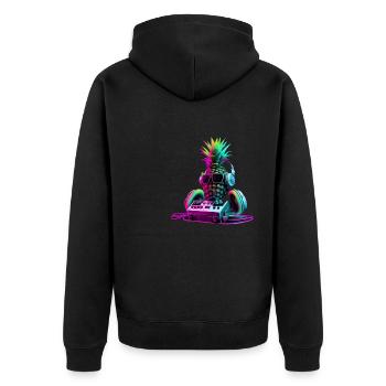 EDM Music Rave Festival Pineapple Techno - Unisex Premium Organic Zip Hoodie - black - Back - Nico (187cm)