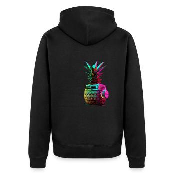 EDM Music Rave Festival Pineapple Techno - Unisex Premium Organic Zip Hoodie - black - Back - Nico (187cm)