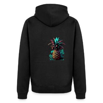 EDM Music Rave Festival Pineapple Techno - Unisex Premium Organic Zip Hoodie - black - Back - Nico (187cm)