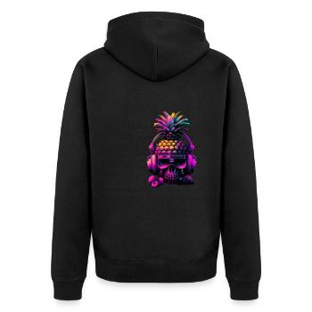 EDM Music Rave Festival Pineapple Techno - Unisex Premium Organic Zip Hoodie - black - Back - Nico (187cm)